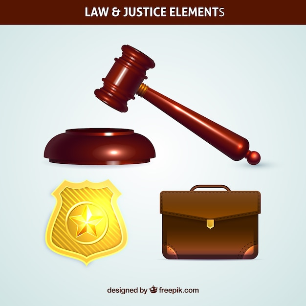 Free vector set de elementos de derecho y justicia