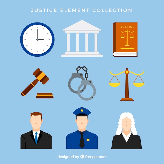 Free vector set de elementos de derecho y justicia