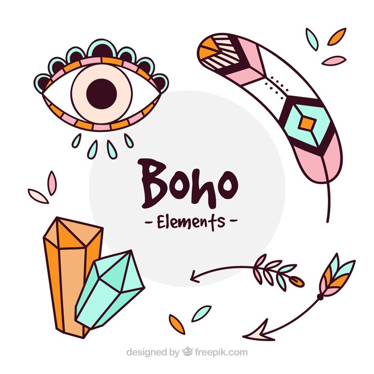 Free Vector set of decorative boho elements