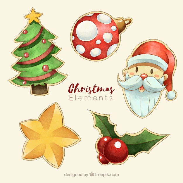 Set of decorative christmas elements