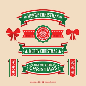 Set of decorative christmas ribbons in flat design