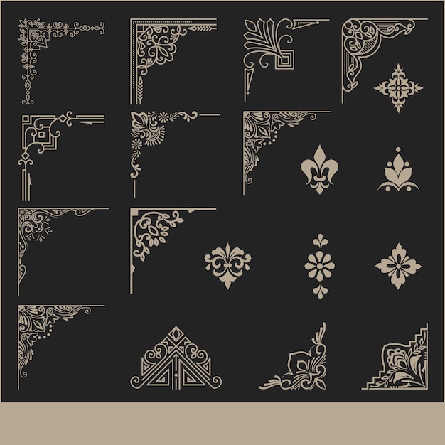 set of decorative corner elements