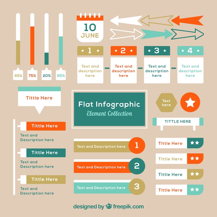 Free Vector set of decorative elements for infographics in flat design