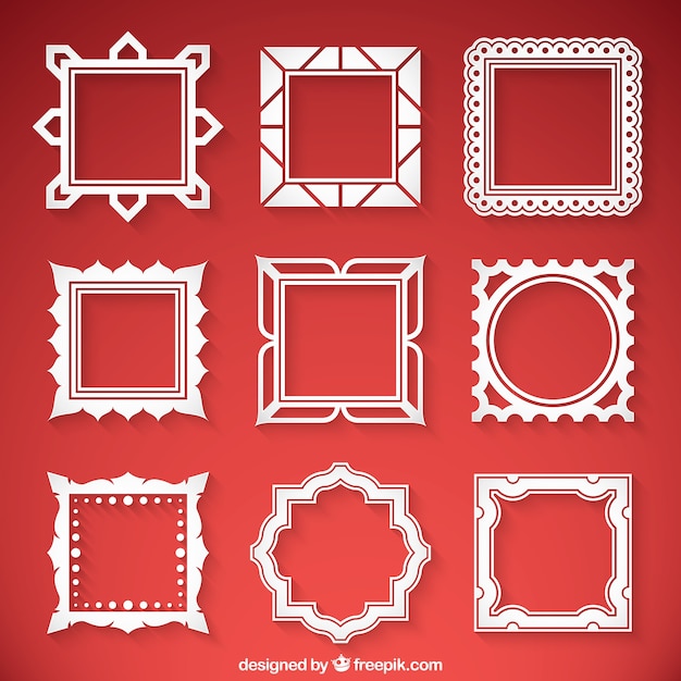 Free vector set of decorative frames in white color