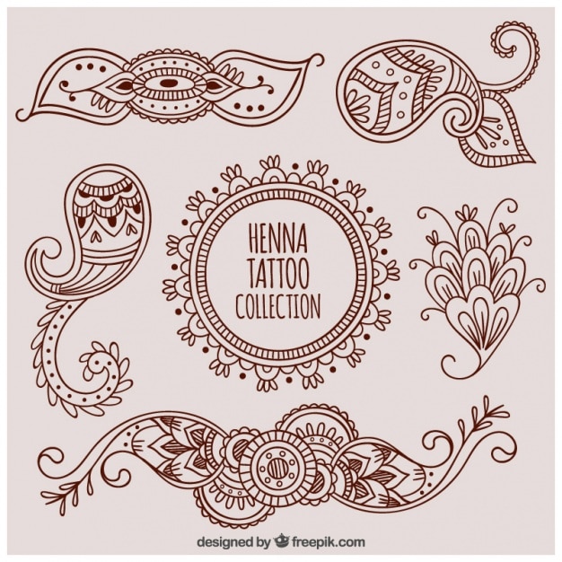 Set decorative henna tattoos