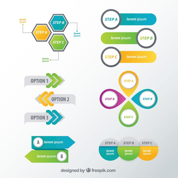 Set of decorative infographic elements with variety of options