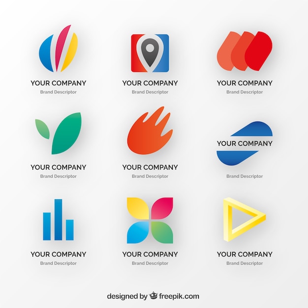 Set of decorative logos with colored elements