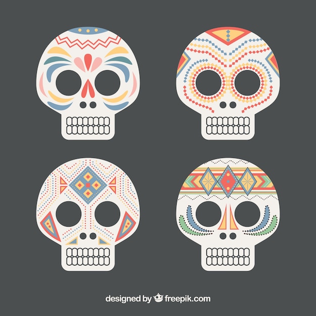 Free vector set of decorative mexican skulls