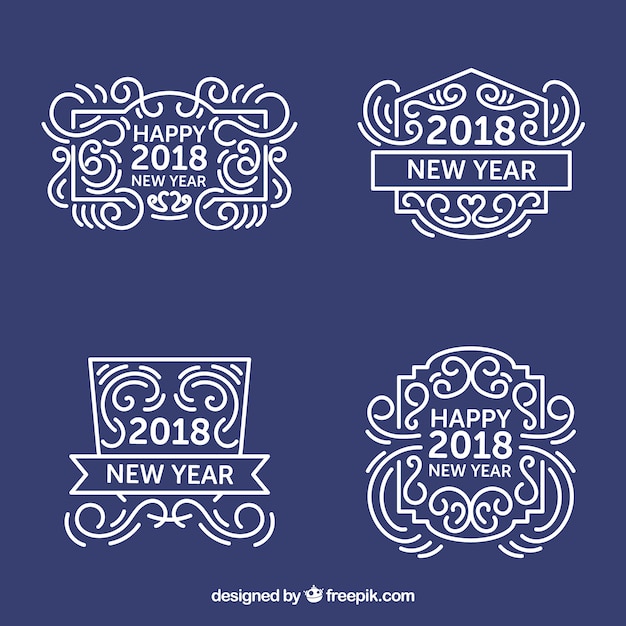 Set of decorative new year labels