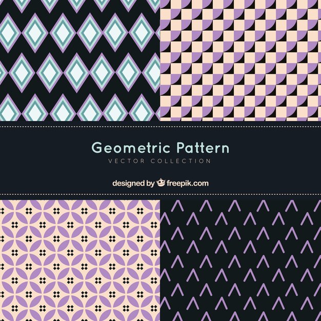 set of decorative patterns with abstract shapes
