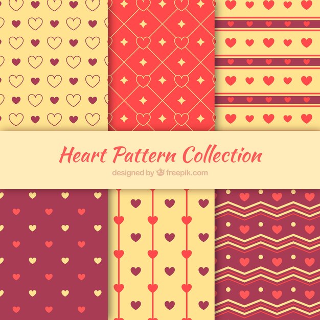 Set of decorative patterns with hearts