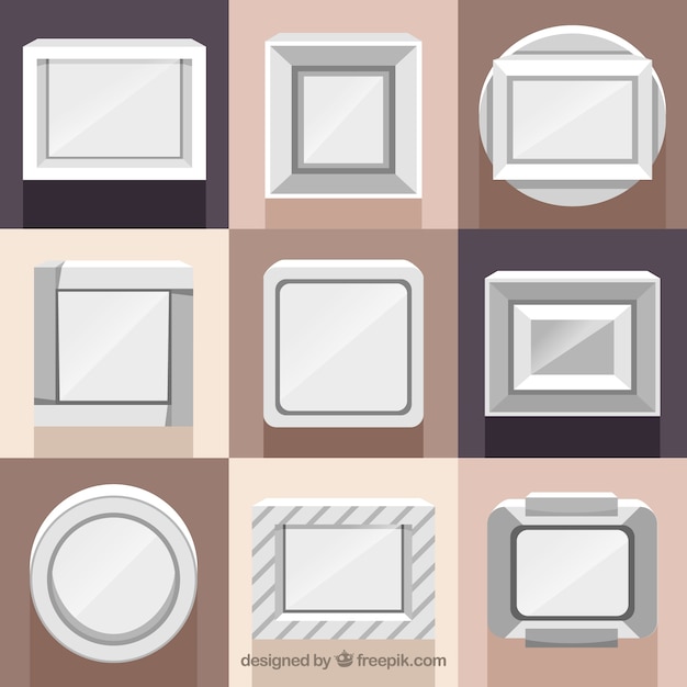 Set of decorative photo frames in flat design