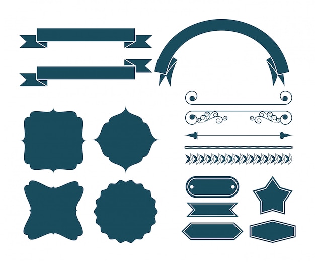 Free vector set of decorative ribbon cartoon