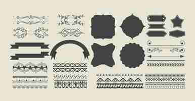 Free vector set of decorative ribbon cartoon