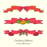 Free vector set of decorative ribbons with bows