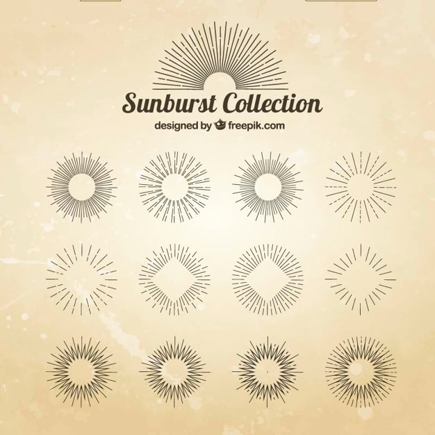 Free vector set of decorative sketches sunburst