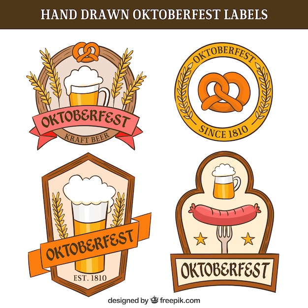 Free vector set of decorative stickers for oktoberfest