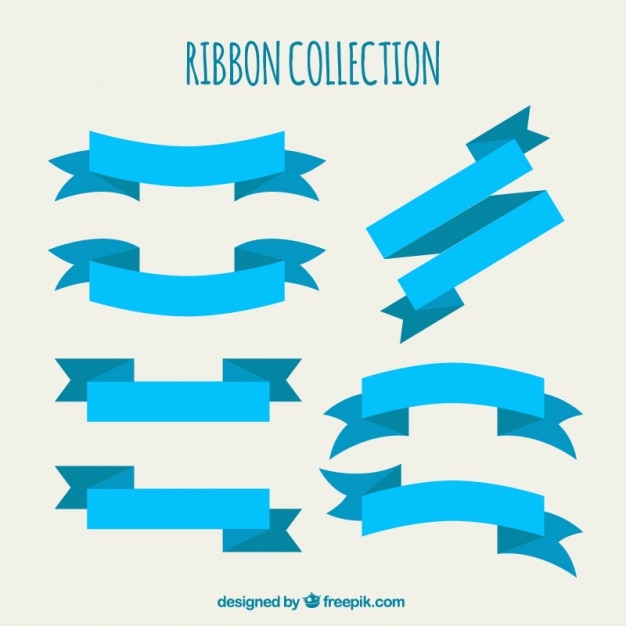 Free vector set of decorative vintage blue ribbons