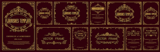 Set of decorative vintage frames and borders