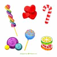 Free vector set of delicious candies in flat style