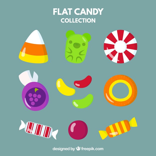 Free vector set of delicious candies in flat style