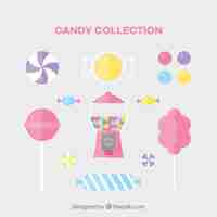 Free vector set of delicious candies in flat style