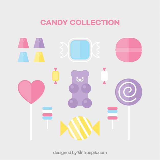 Free vector set of delicious candies in flat style