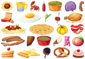 Free vector set of delicious food