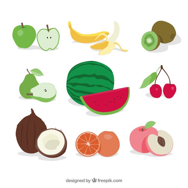 Set of delicious fruits