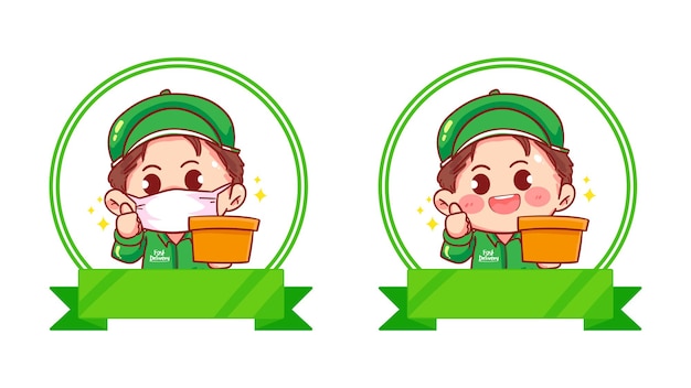 Set of delivery man logo set