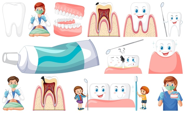 Free vector set of dental care element