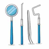 Vettore gratuito impostare le apparecchiature per la medicina del dentista sull'igiene orale