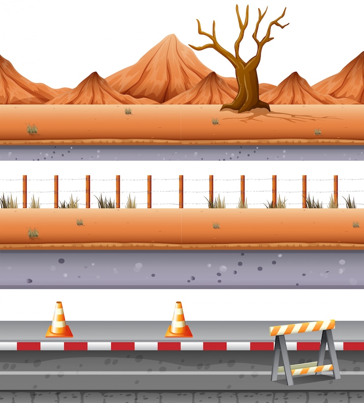 Free Vector set of desert road