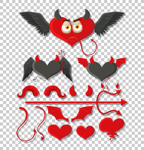 Free vector set of devil and angel object decor