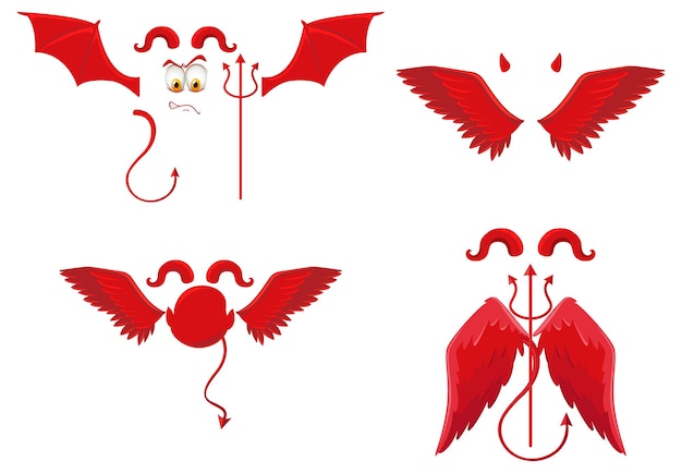 悪魔と天使のオブジェクトの装飾のセット
