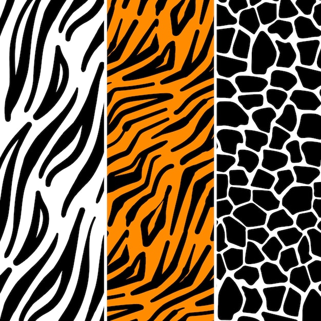 Set of different animal print patterns