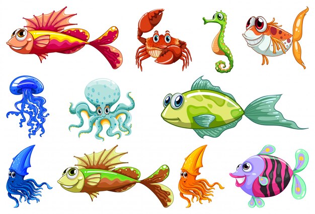 Set of different animals cartoon style