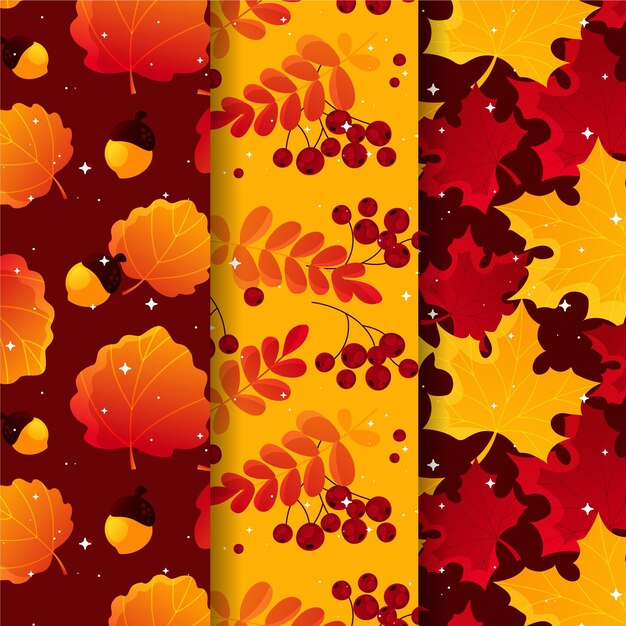 Set of different autumn patterns