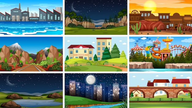 Set of different background scenes