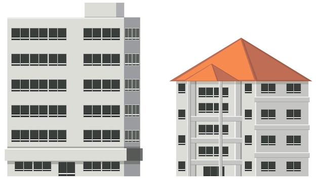 Set of different buildings isolated