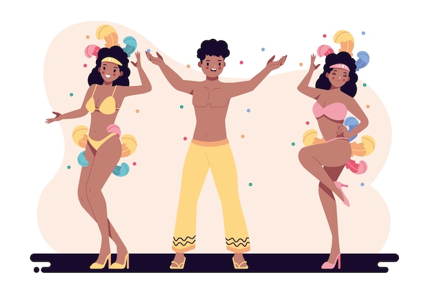 Free vector set of different carnival dancers