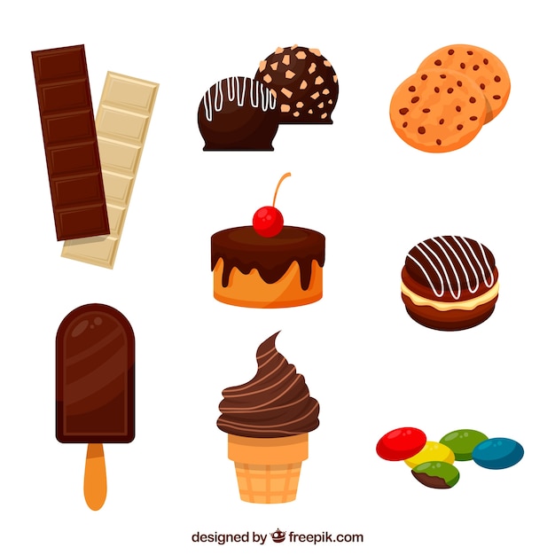 Set of different chocolate candies