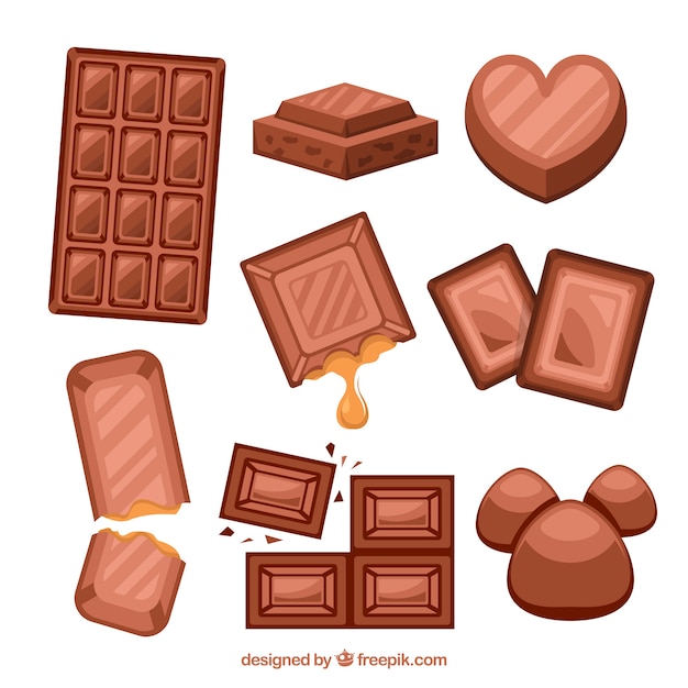 Set di caramelle di cioccolato differenti