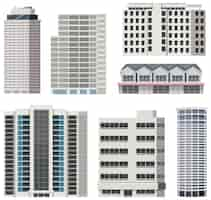 Free vector set of different city skyscraper buildings