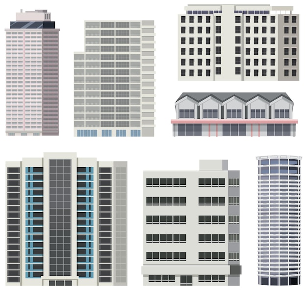 Набор различных небоскребов города