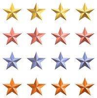 Set of different colours of 3d metal stars