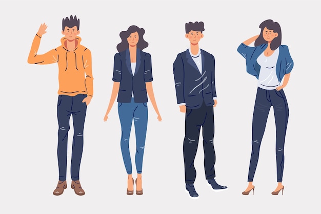 Free vector set of different confident people