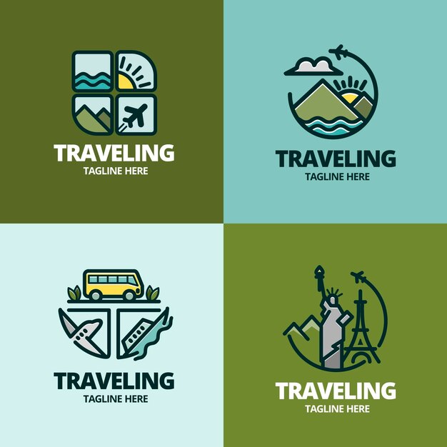 Set of different creative logos for traveling companies