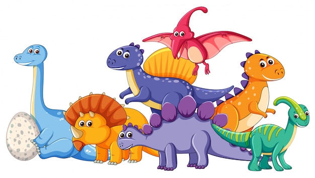 Set of different dinosaur character