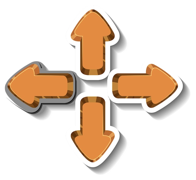 Set of different direction arrow buttons icon in cartoon style